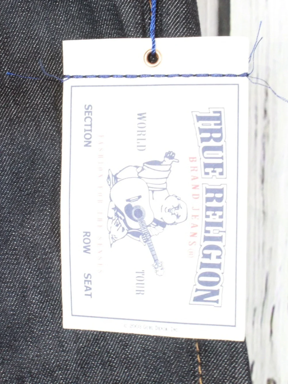 NWT True Religion Straight Leg Flap Jeans Sunset Logo Orange Red Stitch Size 33